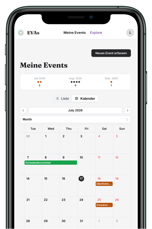 Handy mit der Evas App im Bildschirm