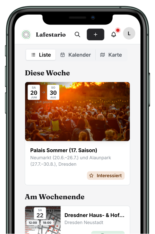 Handy mit der Lafestario App im Bildschirm